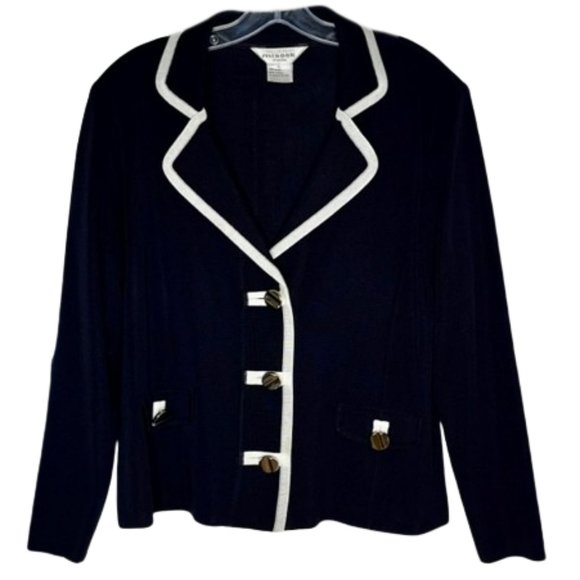 Exclusively Misook Knit Blazer Navy/Cream - LP - Picture 1 of 7